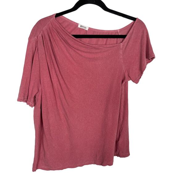 LA Made XSmall Pink Sylvie Off The Shoulder Tee Tshirt Linen Cotton Short Sleeve - Picture 1 of 11